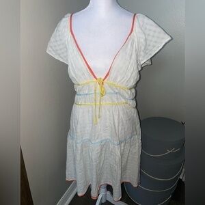 ANTHROPOLOGIE Women's Flutter-Sleeve Dress Size M In White